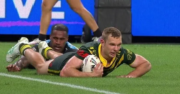 Tom Trbojevic Hat-Trick Saves Kangaroos in 36-22 Win Over Fiji Image