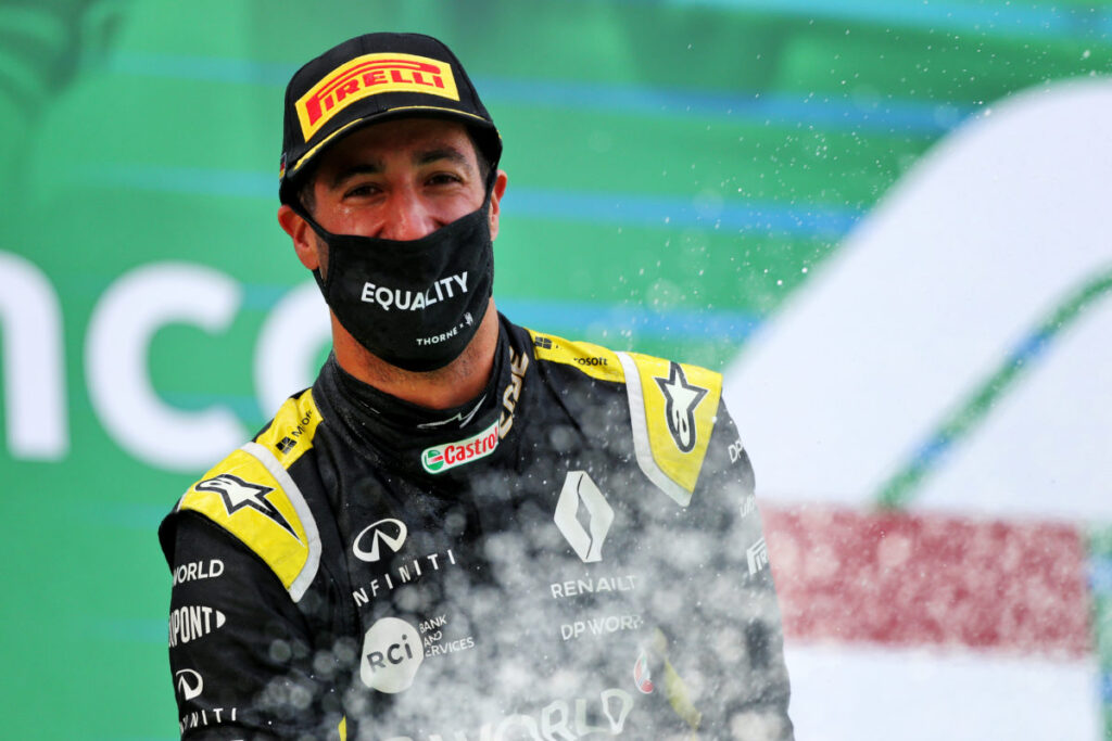 Daniel Ricciardo places third in the Eifel Grand Prix.