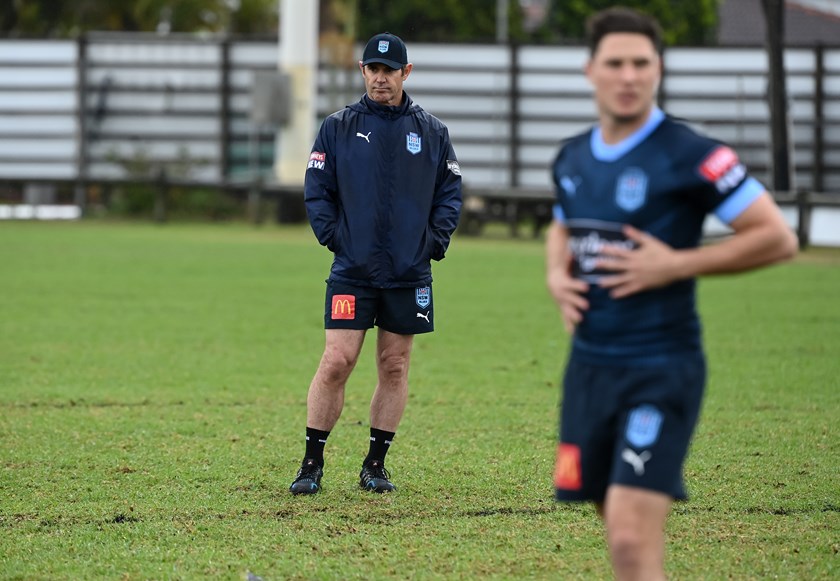 Freddy Fittler watches New South Wales training for State of Origin.