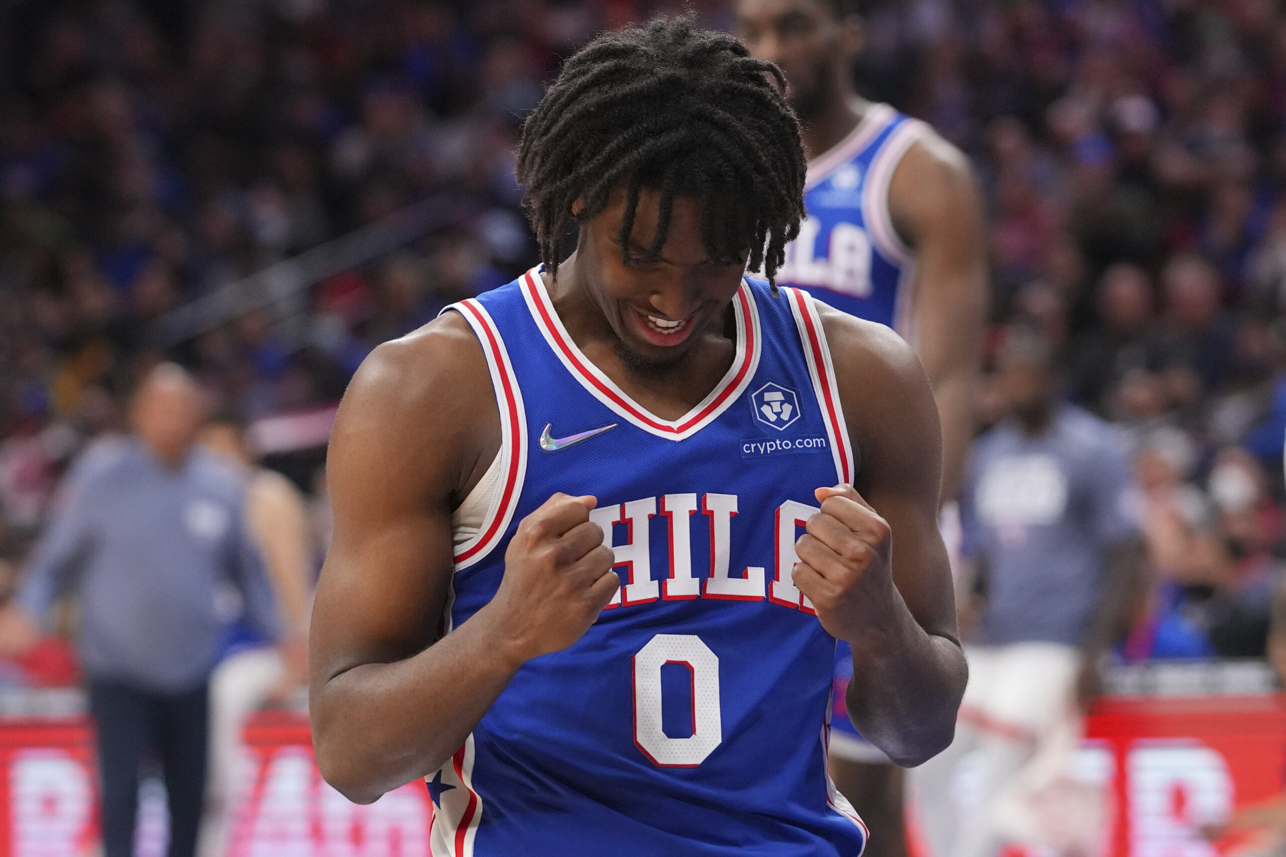 Tyrese Maxey Philadelphia 76ers Unsigned Shooting vs. Nets in